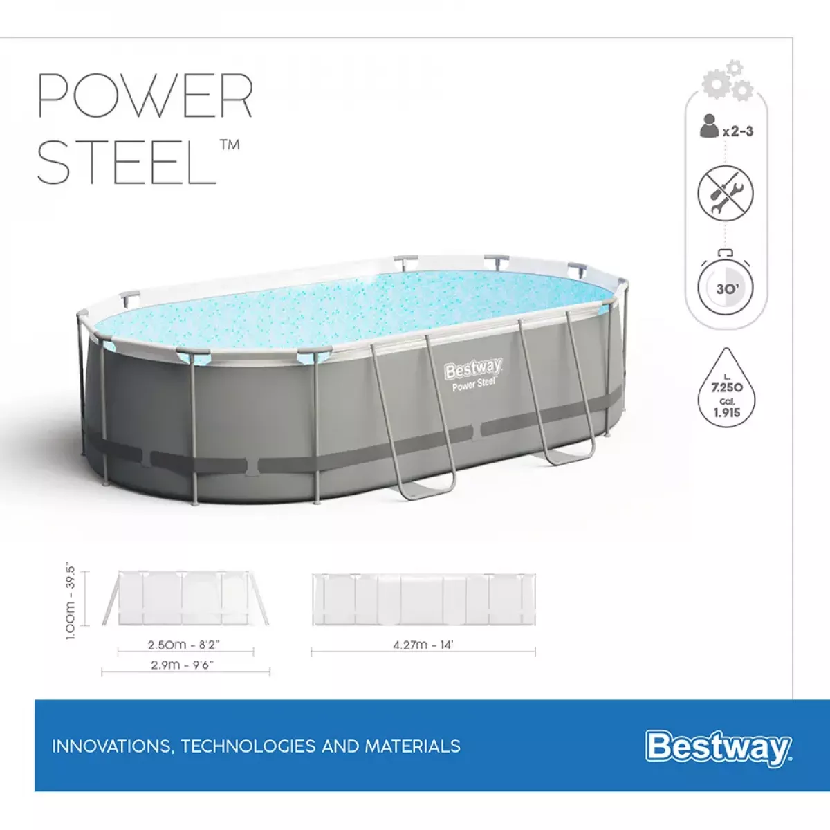 Бассейн каркасный 424x250x100 см овальный с аксессуарами, фильтром BESTWAY 56620 Бассейн каркасный 424x250x100 см овальный с аксессуарами, фильтром BESTWAY 56620