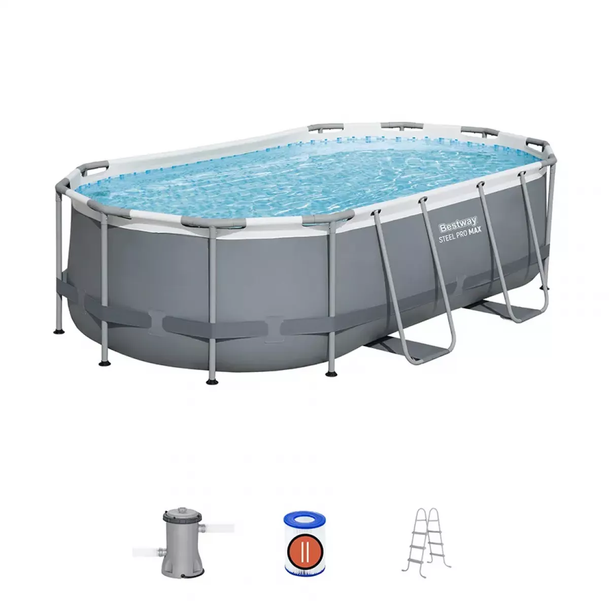 Бассейн каркасный 424x250x100 см овальный с аксессуарами, фильтром BESTWAY 56620 Бассейн каркасный 424x250x100 см овальный с аксессуарами, фильтром BESTWAY 56620